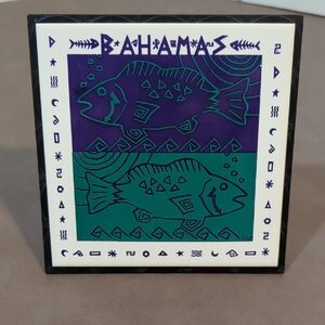 Decorative Ceramic Tile Souvenir Bahamas 1993 Made By Orient Taiwan Table Sitter